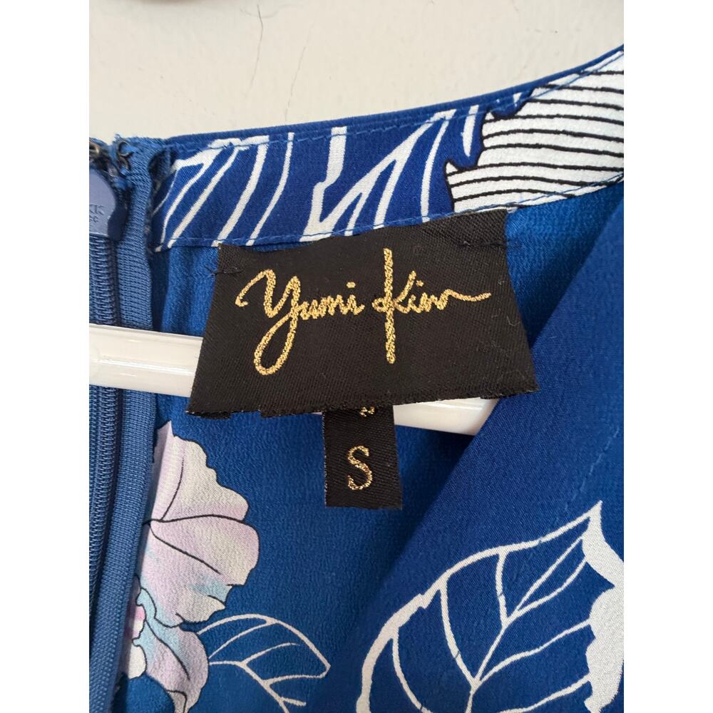 Yumi Kim Silk Floral Romper Blue Pink Wrap Tropical Cottagecore Boho Size S - Picture 3 of 7